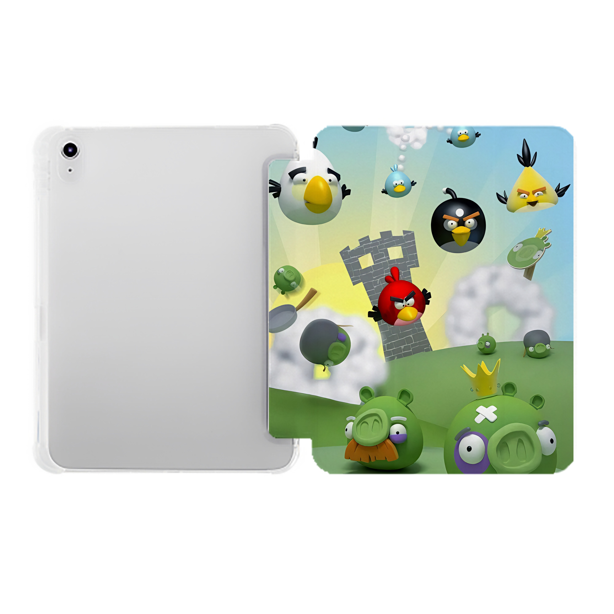 （画像用） Angry Birds アングリーバード IPad ケース ペン収納付き 三つ折りスタンド PUレザー×シリコン 対応機種9.5/10.5/10.9インチ